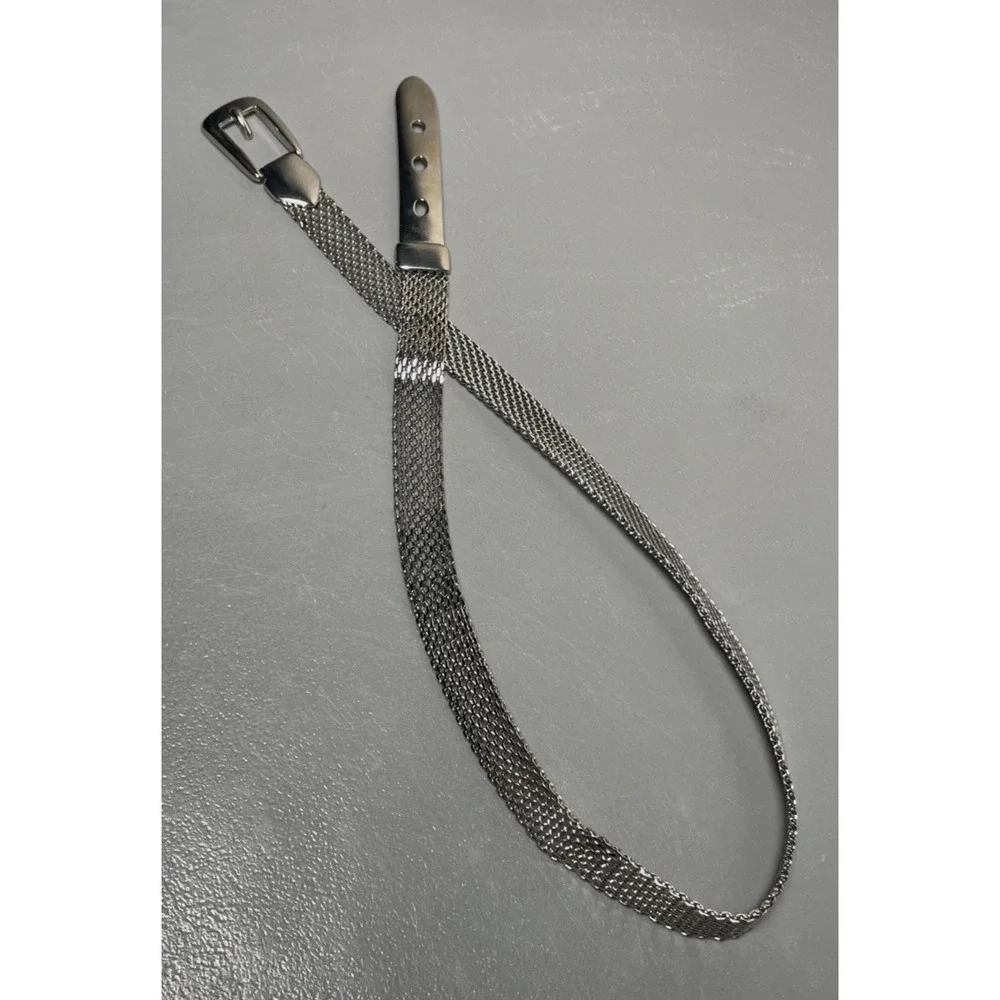 Womens Small‎ Silver Metal Mesh Waist Chain Belt